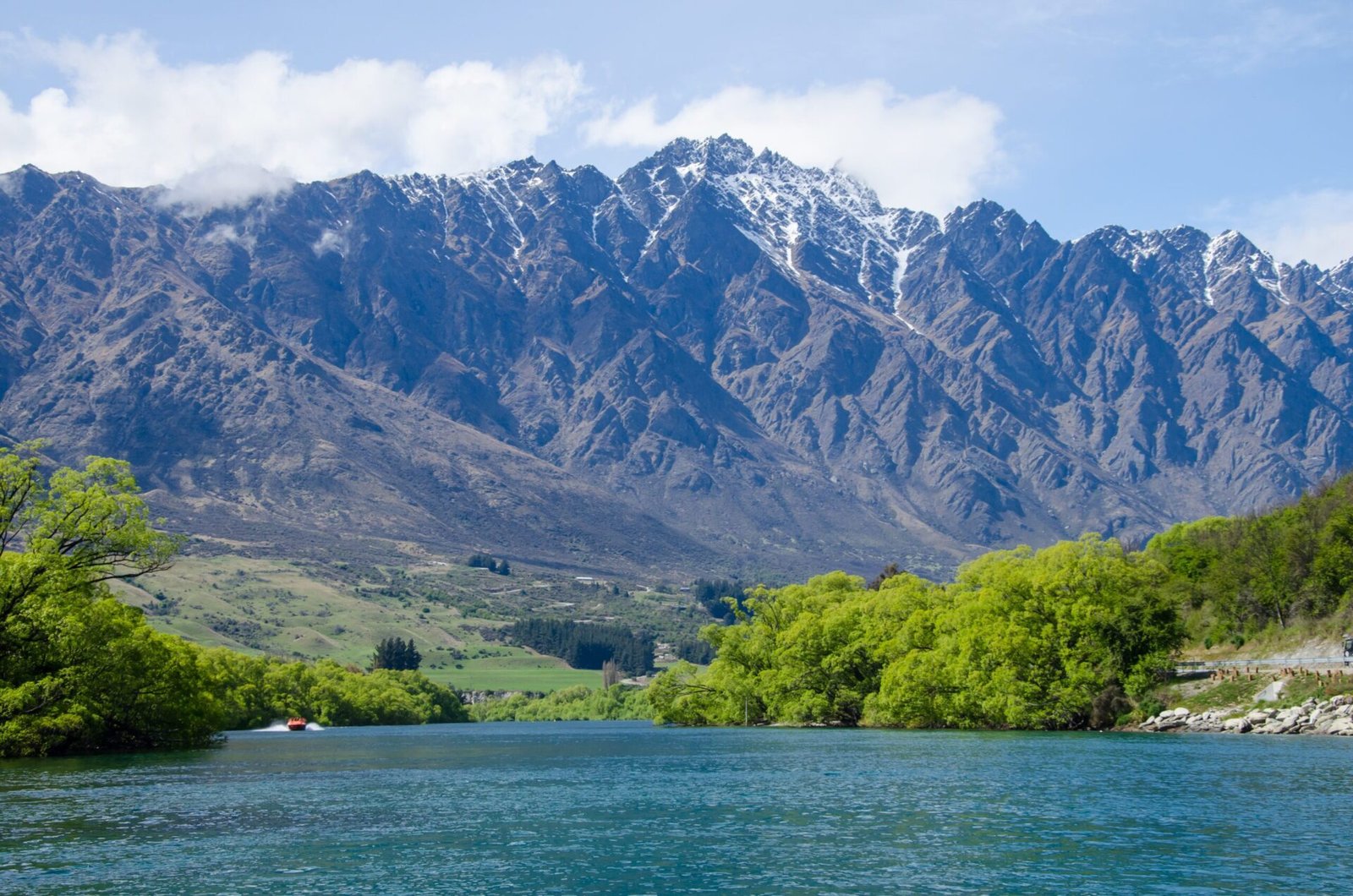 A beautiful view of The Remarkables mountain range in  Queenstown, New Zealand